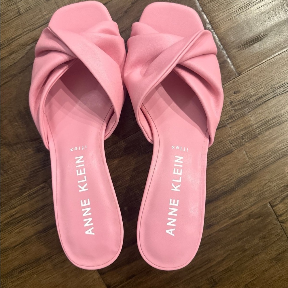 Anne Klein Pink Knotted Slide Sandals